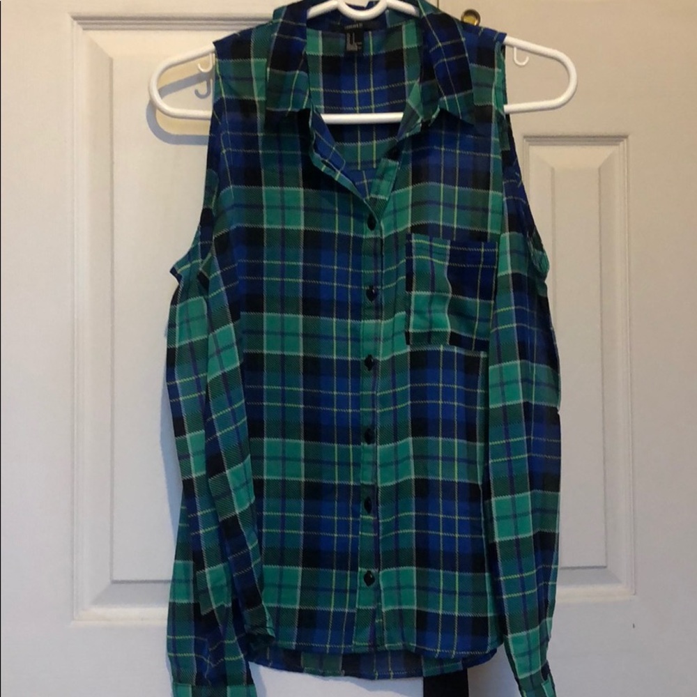 Forever 21 cold shoulder plaid top